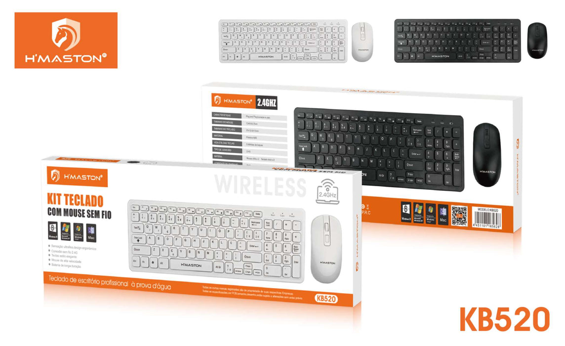 Kit Teclado Com Mouse Sem Fio Kb-520 Abtn2 H´Maston KB529