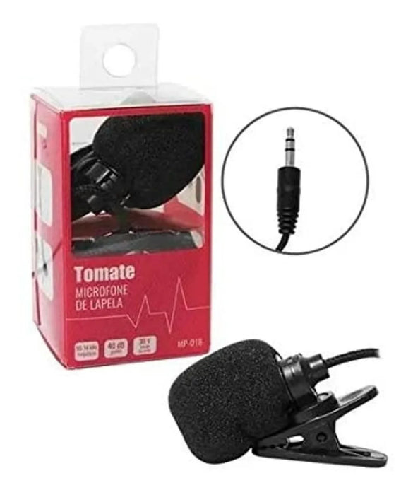 [ATACADO-SOB ENCOMENDA] Microfone De Lapela Mini 3,5mm C/ Clip Prendedor Knup Kp-911/Tomate MP018