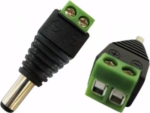 [ATACADO-DISPONÍVEL] Conector DC Macho de Parafusar Verde 2.1mm x 5.5mm